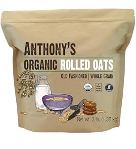 Anthony's Organic Rolled Oats, 3 lb, Gluten Free, Non GMO, Old Fashioned, Whole Grain