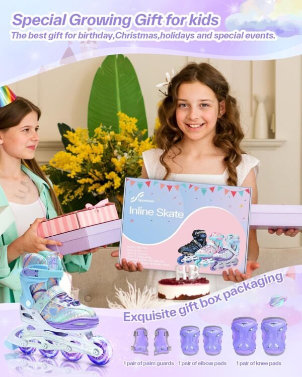 Sportneer Kids Inline Skates Review Best Adjustable Roller Skates with LED Wheels