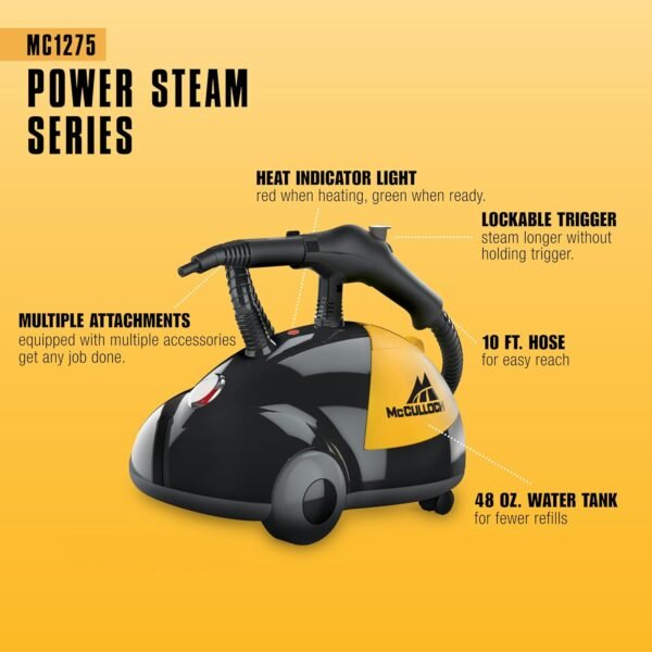McCULLOCH MC1275 Steam Cleaner Review Powerful Chemical-Free Carpet Floor Cleaning