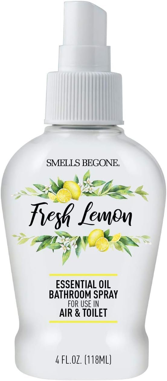 Smells Begone Essential Oil Air Freshener Spray Review for Fresh Lemon Bathroom Odor Elimination