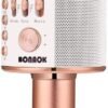 BONAOK Wireless Bluetooth Karaoke Microphone,3-in-1 Portable Handheld Karaoke Mic Speaker Machine Home Party Birthday for All Smartphones PC(Q37 Rose Gold)