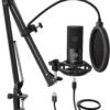 FIFINE Studio Condenser USB Microphone Computer PC Microphone Kit with Adjustable Boom Arm Stand Shock Mount for Instruments Voice Overs Recording Podcasting YouTube Vocal Gaming Streaming-T669
