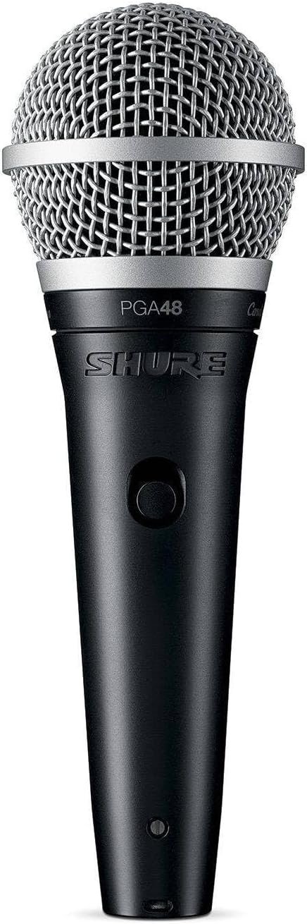 Shure PGA48 Dynamic Microphone - Handheld Mic for Vocals with Cardioid Pick-up Pattern, Discrete On/Off Switch, 3-pin XLR Connector, 15' XLR-to-XLR Cable, Stand Adapter and Zipper Pouch (PGA48-XLR)