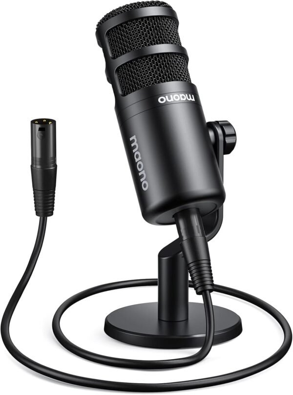 61psvOxYHL._AC_SL1500_ MAONO XLR Podcast Microphone, Cardioid Studio Dynamic Mic for Vocal Recording, Streaming, Voice-Over, Voice Isolation Technology, Metal Mic, Works for Audio Interface, Mixer, Sound Card-PD100