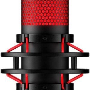 HyperX QuadCast - USB Condenser Gaming Microphone, for PC, PS4, PS5 and Mac, Anti-Vibration Shock Mount, Four Polar Patterns, Pop Filter, Gain Control, Podcasts, Twitch, YouTube, Discord, Red LED