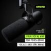 Shure SM7B Microphone - Vocal Dynamic Studio Mic for Broadcast, Podcast, Recording, Gaming & Streaming, XLR, Rugged Construction, Detachable Windscreen, Smooth Sound, Warm Vocals, Wide-Range Frequency