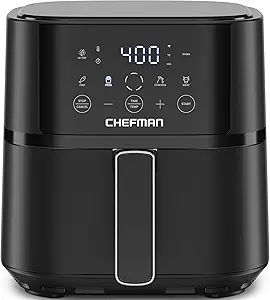 Chefman Air Fryer – 4 QT Compact Airfryer for Quick & Easy Meals in Minutes, Features Hi-Fry Technology for Extra Crisp, Touchscreen Controls with 4 Presets, Nonstick & Dishwasher Safe Basket - Black